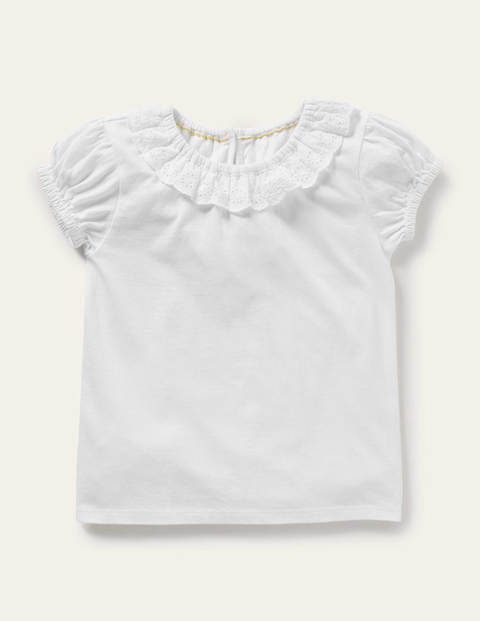 Broderie Collar Jersey Top - White | Boden US