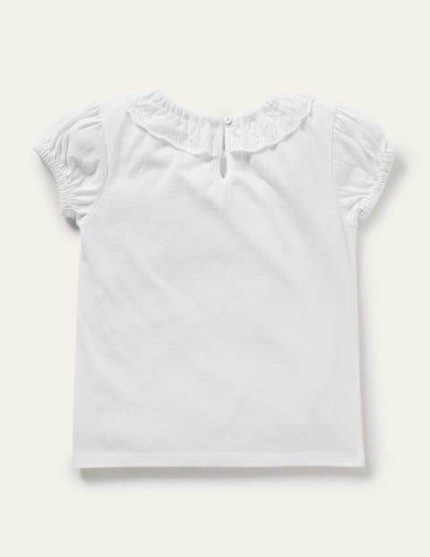 Broderie Collar Jersey Top - White | Boden US