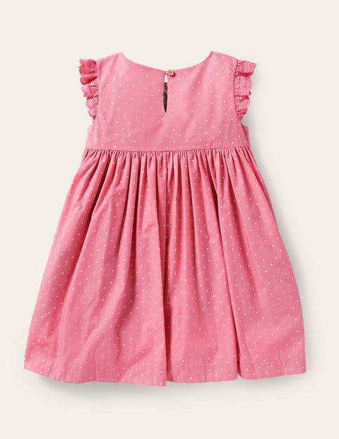 Smocked Appliqué Dress - Formica Pink Spot Animals | Boden US