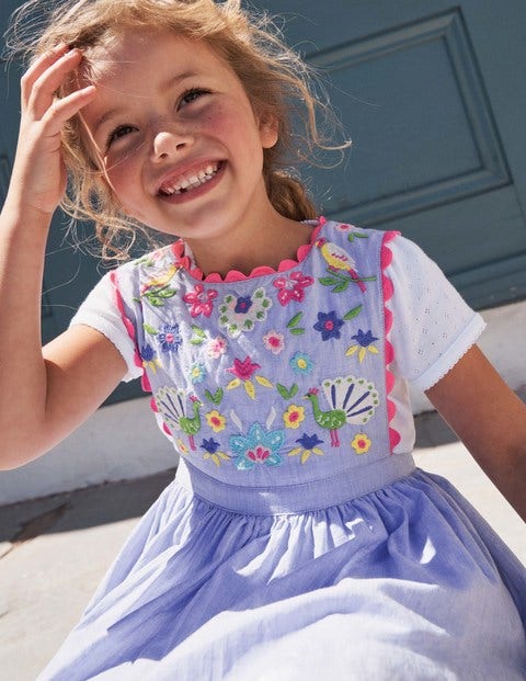blue pinafore skirt