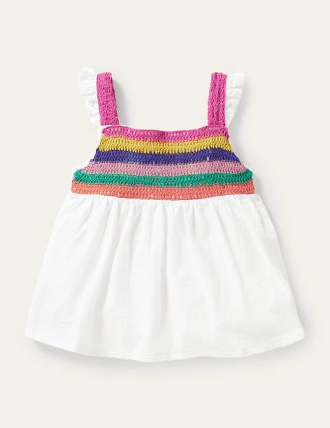 Mini Boden Kids' Crochet Tank Top White Girls Boden