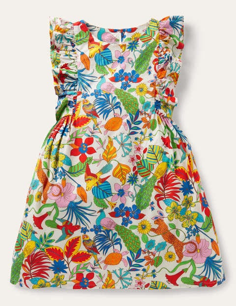 Frill Sleeve Printed Dress - Mini Me Multi Jungle | Boden UK