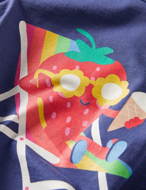 Navy Strawberry Detail Graphic T-shirt - Starboard Blue Strawberry ...