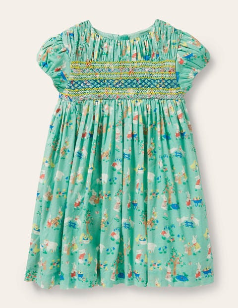 Smocked Dress - Fountain Green Spring Time