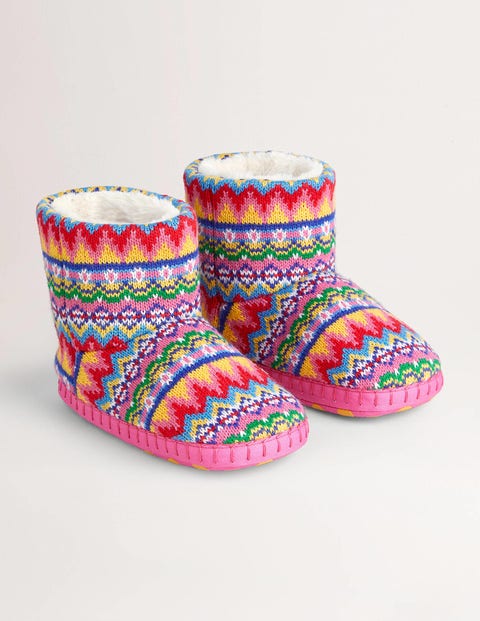 Slipper Boots (Girls) - Dusty Blue Fair Isle | Boden US