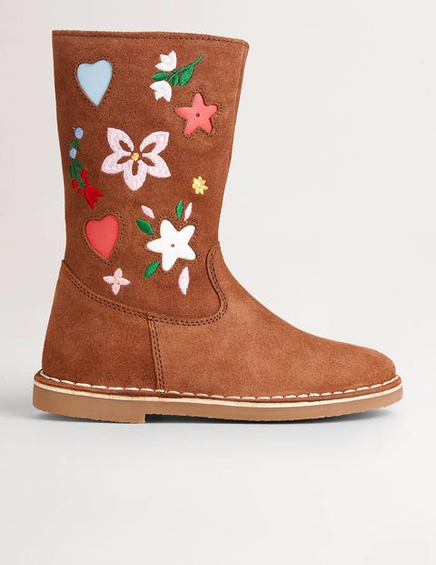 Bottes montantes en daim Fille Boden, TAN