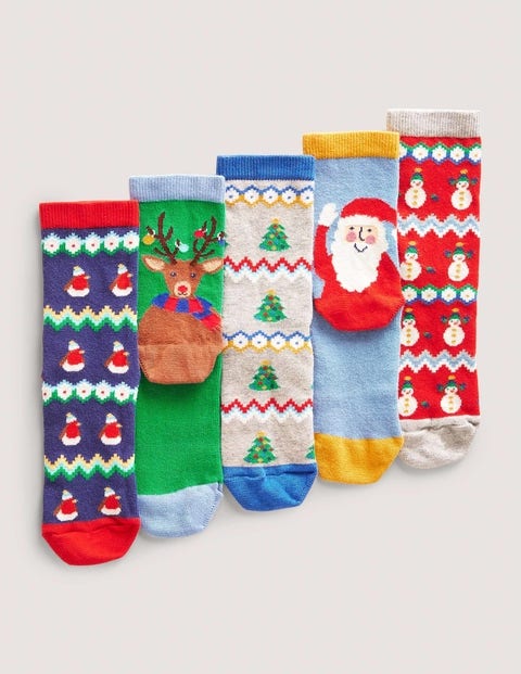 5 paires de chaussettes de Noël Garçon Boden, MUL
