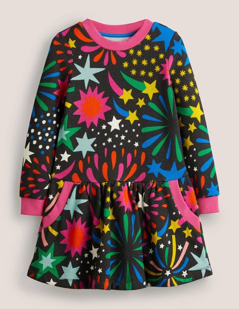 Fireworks Cosy Sweatshirt Soot Boden Printed | US Grey Dress -