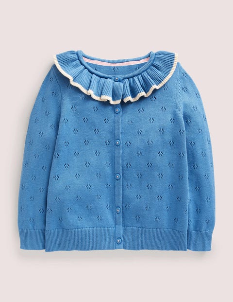 Gilet en pointelle à col Fille Boden, BLU