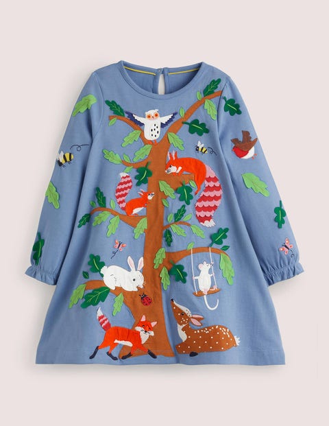 Robe en jersey à appliqué Fille Boden, BLU