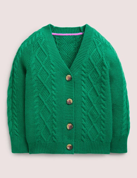 Slouchy Cable Cardigan Shady Glade Green Boden US