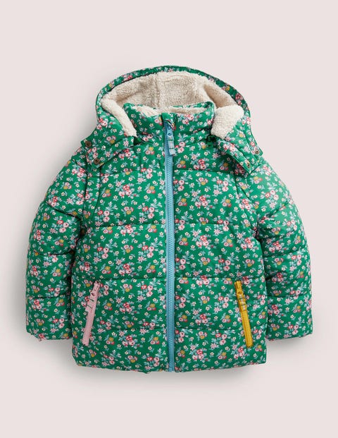 Blue Rainbow Print Puffer Jacket 