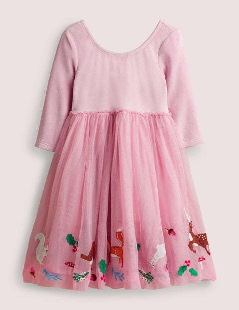 Pink Velvet Bodice Tulle Christmas Party Dress Fille Boden, ROS