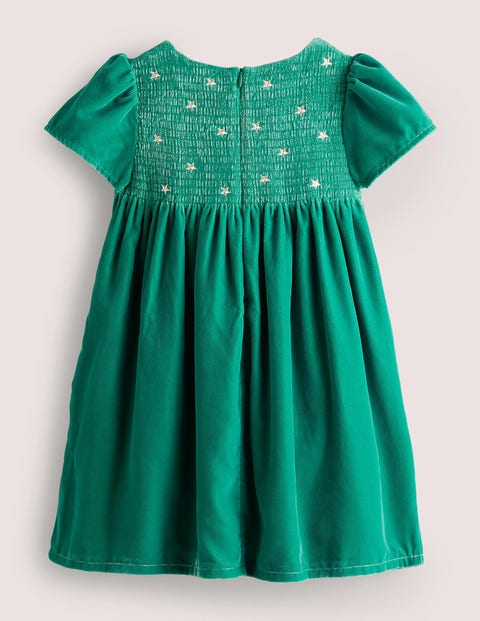Velvet Smock Party Dress Shady Glade Green
