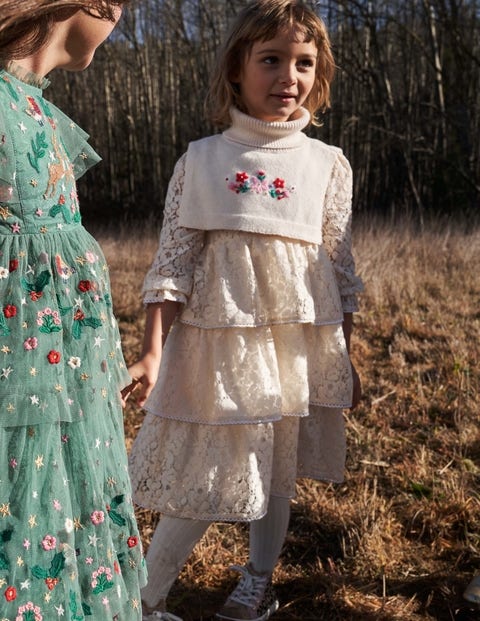 Lace Tiered Party Dress - Vanilla Pod | Boden US