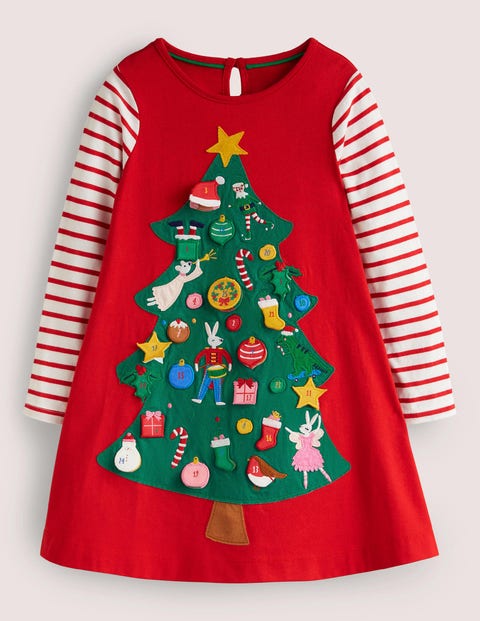 Robe calendrier de l'Avent festive Fille Boden, RED