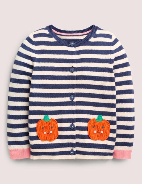 Navy Stripe Pumpkin Pockets Halloween 