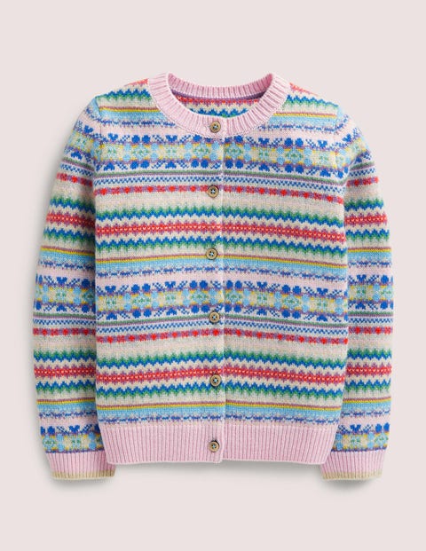 Fairisle Cashmere Cardigan - Boto Pink 