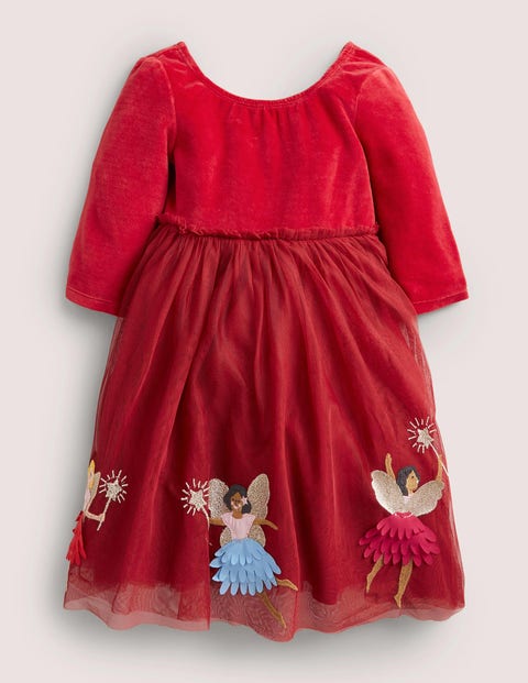 Red Velvet Tulle Party Dress Fille Boden, RED