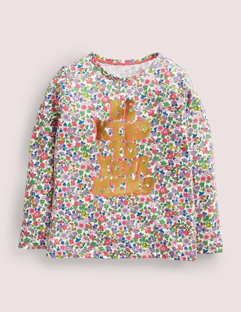 Long-Sleeved Logo Top Multi Girls Boden