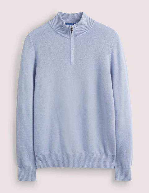 Cashmere Half-Zip Jumper Blue Men Boden