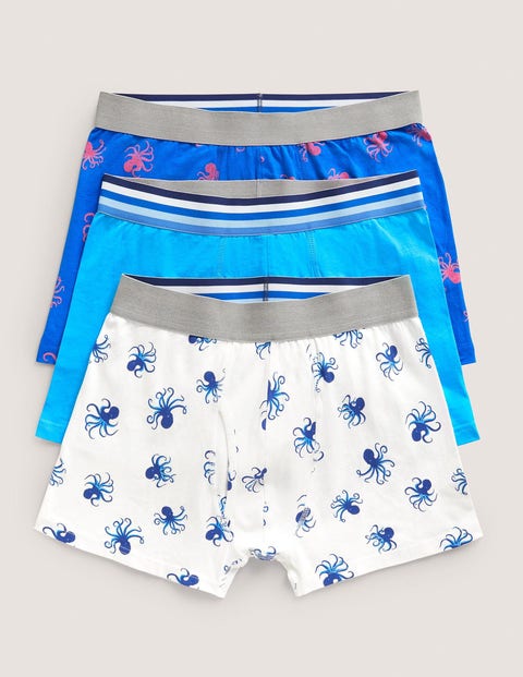 3 Pack Jersey Boxers Blue Christmas Boden
