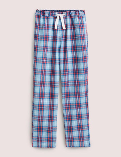 Brushed Cotton Pyjama Bottoms - Dusty Blue/Red Check | Boden UK