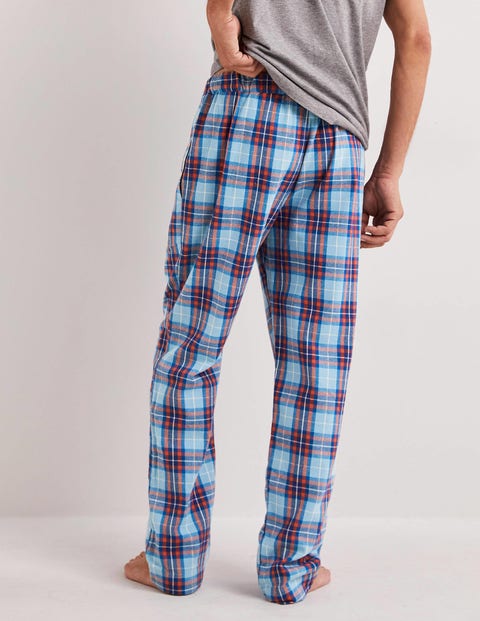 Brushed Cotton Pajama Bottoms - Dusty Blue/Red Check