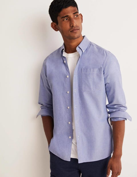 Essentials Regular-fit Short-Sleeve Solid Pocket Oxford Casual Shirt 