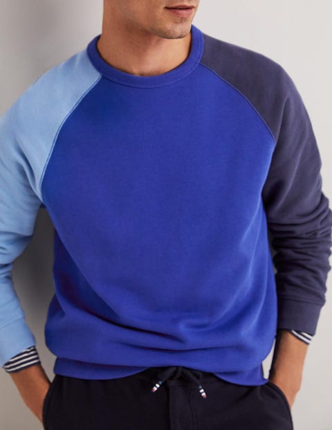 Kontakt - Sweat homme manches raglan avec broderie - Camel & Bleu Marine -  Drest