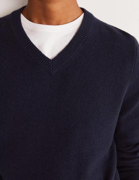 Lambswool V-Neck - Space Navy | Boden US