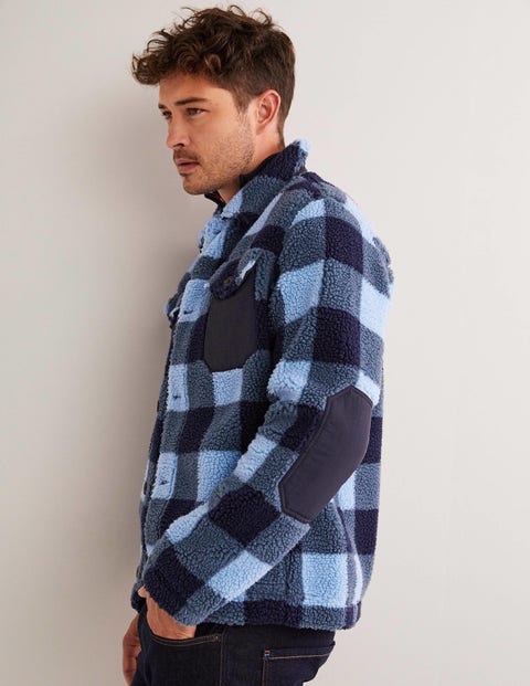 Mens blue check shacket Clearance