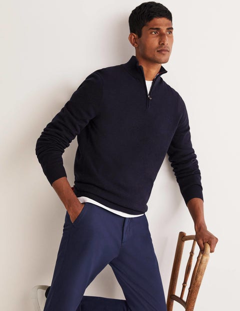 Lambswool Half-Zip - Navy | Boden US