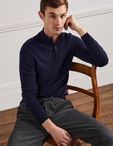 Cashmere Half-Zip Jumper - Dark Grey 