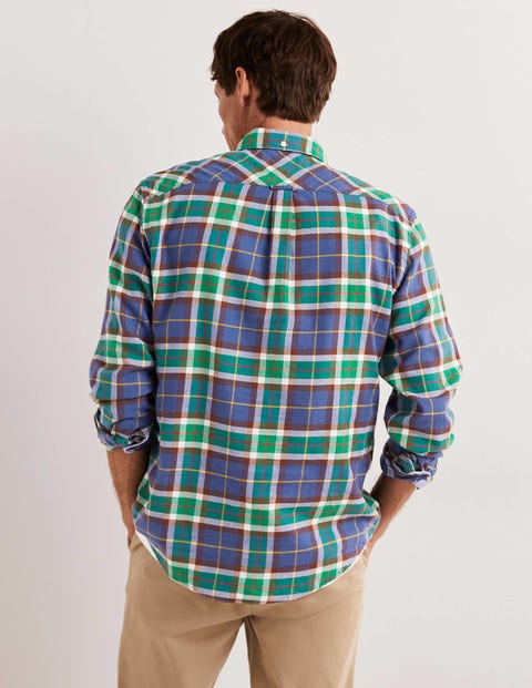 Button Down Twill Shirt - Blue Marl/Red Check | Boden US