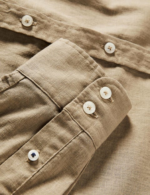 Cutaway Collar Linen Shirt Brown Men Boden