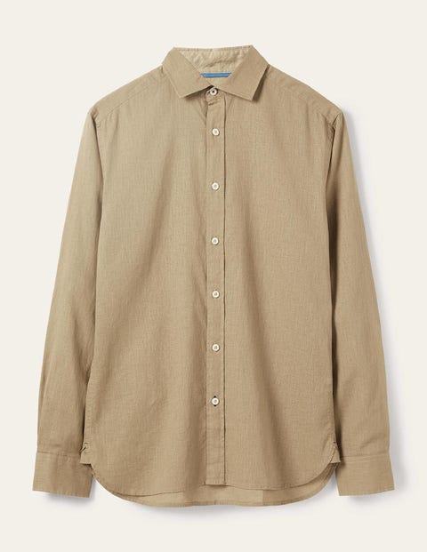 Cutaway Collar Linen Shirt - Malt | Boden US