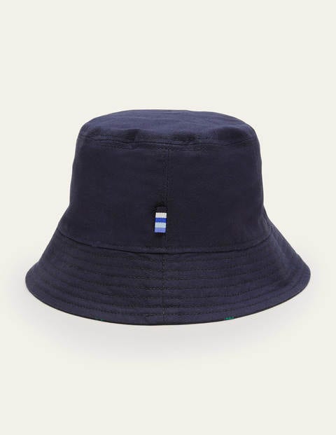 Reversible Bucket Hat - Navy Embroidered Palm Tree | Boden US