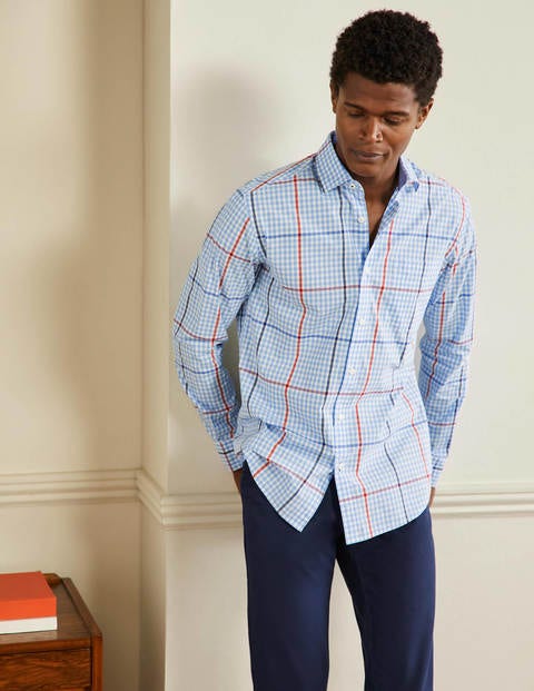Slim Fit Classic Poplin Shirt - Heavenly Blue Check