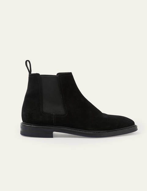 Corby Chelsea Boots - Black Suede | Boden US