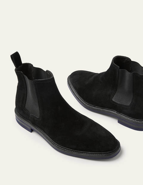 Corby Chelsea Boots - Black Suede | Boden US