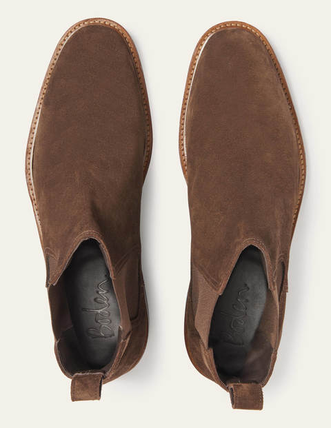 Corby Chelsea Boots - Chocolate Suede | Boden US