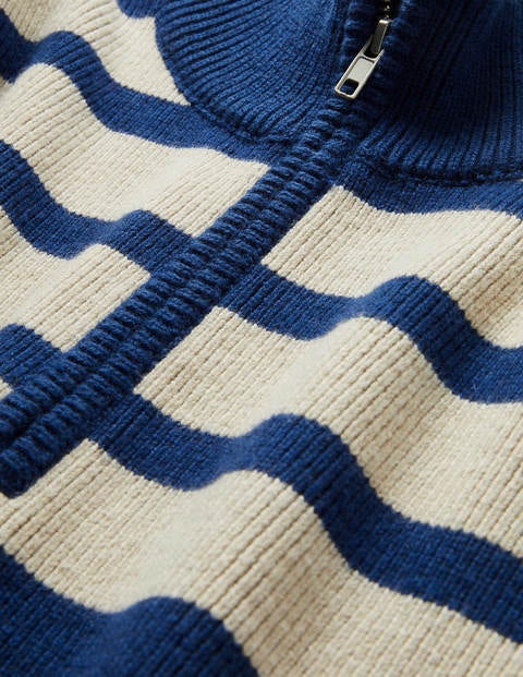 Stripy Half-Zip Jumper - Lapis 