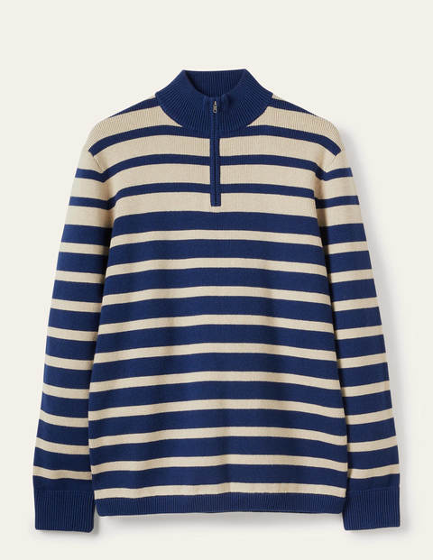 Stripy Half-Zip Jumper - Lapis 