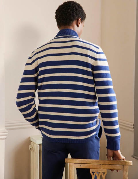 Stripy Half-Zip Jumper - Lapis 