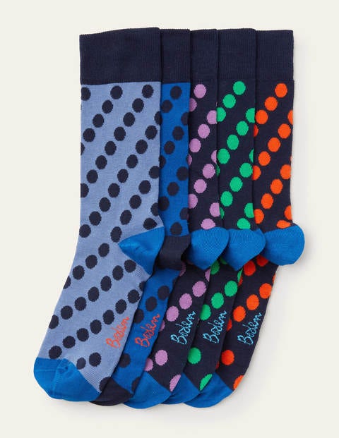 5 Pack Favourite Socks - Diagonal Spot Multi Pack | Boden UK