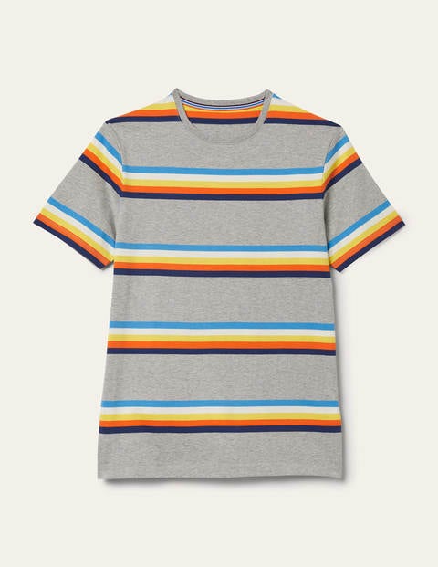 Classic Cotton T-shirt - Grey Marl Multi Stripe | Boden US