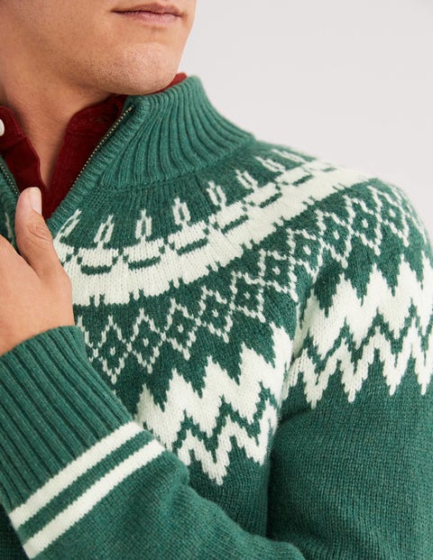 Fair Isle Half Zip - Trekking Green 