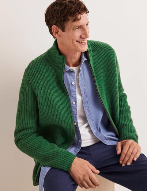 Zip through Cardigan - Highland Green