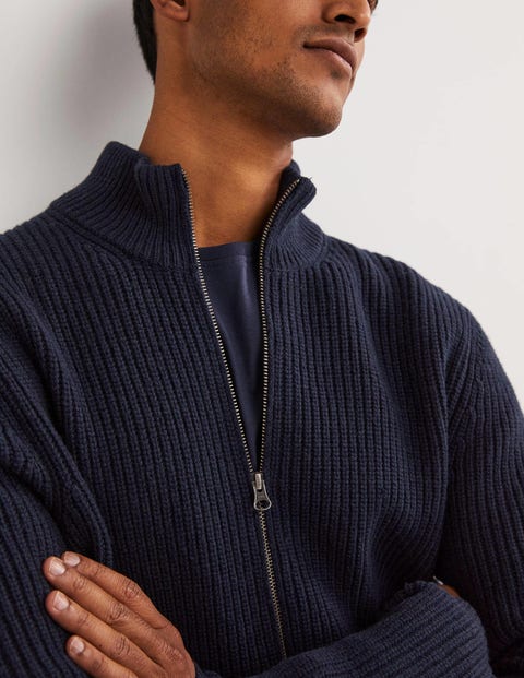 Zip through Cardigan - Navy | Boden US